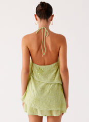 On The Go Beaded Mini Dress - Mint